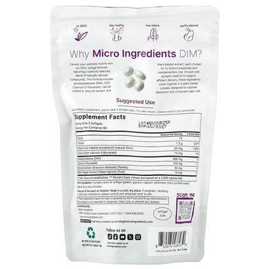 Micro Ingredients DIM+ 240 Softgels DIM