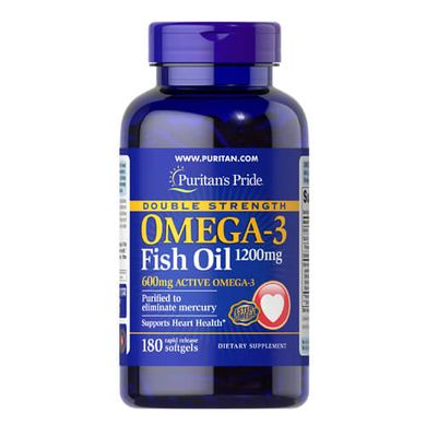 Puritan's Pride Double Strength Omega-3 Fish Oil 1200 mg 180 капсул Омега-3