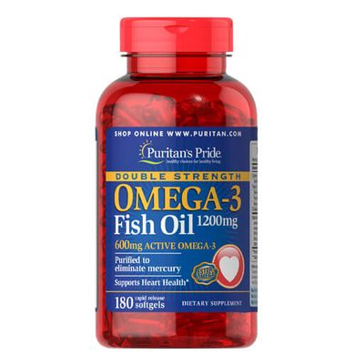 Puritan's Pride Double Strength Omega-3 Fish Oil 1200 mg 180 капсул Омега-3