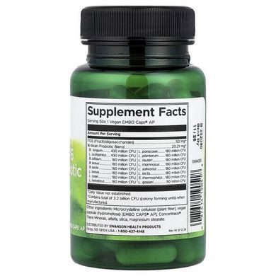 Swanson Ultimate 16 Strain Probiotic with FOS 60 веганських капсул Пробіотики та пребіотики
