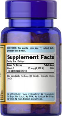 Puritan's Pride Vitamin D3 2000 IU 100 капсул Вітамін D