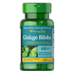 Puritan's Pride Ginkgo Biloba Standardized Extract 60 mg 120 табл Гінкго Білоба