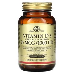 Solgar Vitamin D3 1000 IU (25 mcg) 100 капс. Витамин D