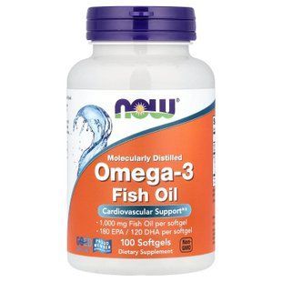 NOW Omega-3 Fish Oil 1000 mg 100 Softgels Омега-3