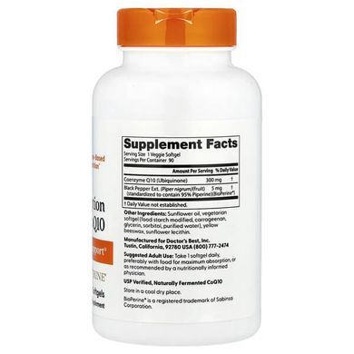 Doctor's Best High Absorption CoQ10 with BioPerine 300 mg 90 капс. Коэнзим Q-10