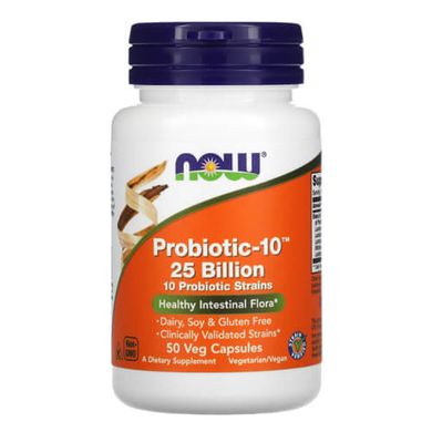 NOW Probiotic-10 25 Billion 50 рослинних капсул Пробіотики та пребіотики