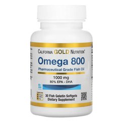 California Gold Nutrition Omega 800 80% EPA/DHA 1000 mg 30 капсул Омега-3