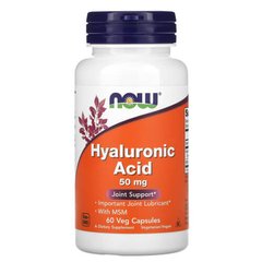NOW Hyaluronic Acid 50 mg 60 капс Гіалуронова кислота
