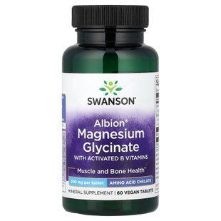 Swanson Magnesium Glycinate with B Vitamins 60 Tablets Магний