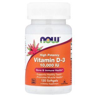 NOW Foods Vitamin D3 10 000 IU 120 рідких капсул Вітамін D