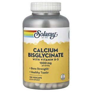 Solaray Calcium Bisglycinate with Vitamin D-3 120 рослинних капсул Кальцій