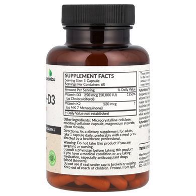 Futurebiotics Vitamin K2 + D3 10.000IU/120mcg Extra Strength 60 capsules Витамин D3 + K-2