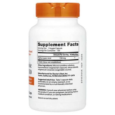 Doctor's Best Alpha-Lipoic Acid 150 mg 120 caps Альфа-липоевая кислота