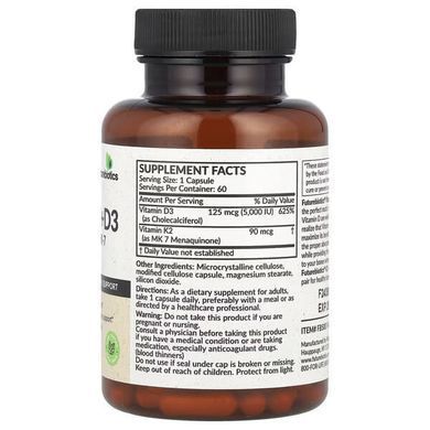Futurebiotics Vitamin K2 + D3 5000IU/90mcg 60 capsules Витамин D3 + K-2
