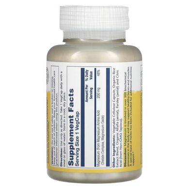 Solaray Magnesium 200 mg 100 вегетаріанських капсул Магній
