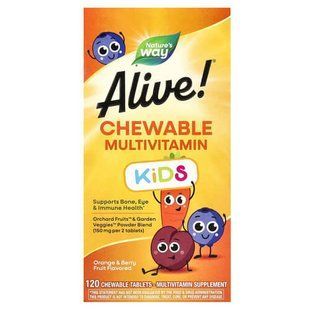 Nature's Way Alive Kid's Chewable Multivitamin 120 жувальних таблеток. Мультивітаміни для дітей