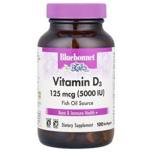 Bluebonnet Vitamin D3 125 mcg (5,000 IU) 100 капс. Витамин D