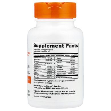 Doctor's Best Digestive Enzymes 90 растительных капсул Энзимы