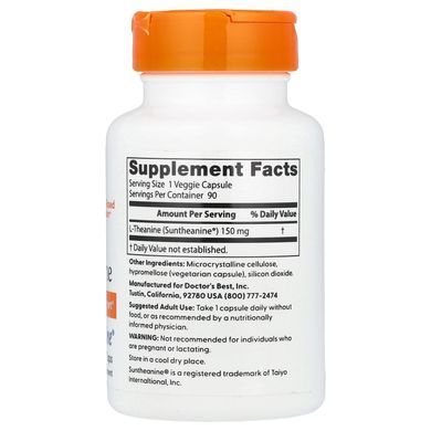 Doctor's Best L-Theanine with Suntheanine 150 mg 90 капсул Теанін