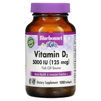 Bluebonnet Vitamin D3 125 mcg (5,000 IU) 100 капс. Витамин D