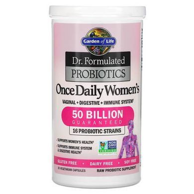 Garden of Life Probiotics Once Daily Women's 50 Billion 30 растительных капсул Пробиотики и пребиотики