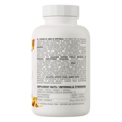 OstroVit Vitamin D3 4000 IU 120 Softgels Витамин D