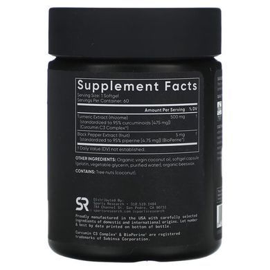 Sports Research Turmeric Curcumin 500 mg 60 рідких капсул Куркума та Куркумін