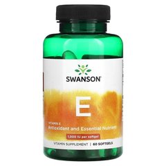 Swanson Vitamin E 1000 IU (450 mg) 60 капсул Вітамін Е