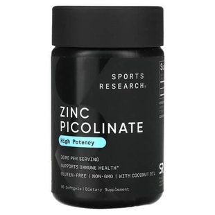 Sports Research Zinc Picolinate 30 mg 90 рідких капсул (04.2027) Цинк