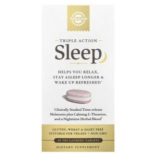 Solgar Sleep Triple Action 60 тришарових таблеток Мелатонін