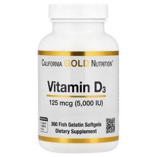 California Gold Nutrition Vitamin D3 5000 IU 360 рідких капсул Вітамін D