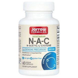 Jarrow Formulas N-A-C 500 mg 60 рослинних капсул NAC (N-ацетил-L-цистеїн)