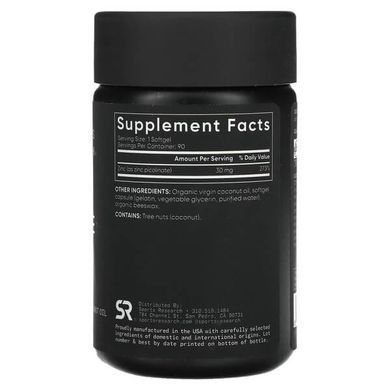 Sports Research Zinc Picolinate 30 mg 90 рідких капсул (04.2027) Цинк