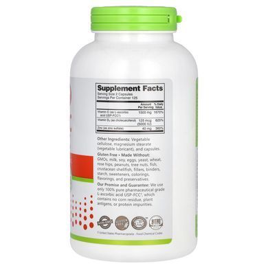 NutriBiotic Vitamin C + D3 & Zinc 250 capsules Витамин С