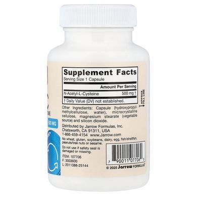 Jarrow Formulas N-A-C 500 mg 60 Veggie Capsules NAC (N-ацетил-L-цистеин)