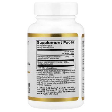 California Gold Nutrition NMNH 250 mg 60 растительных капсул Ниацин (B-3)