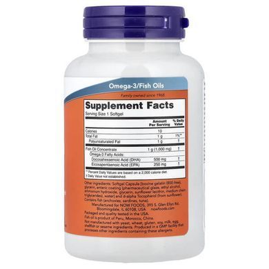 NOW DHA-500 Fish Oil 90 softgels Омега-3