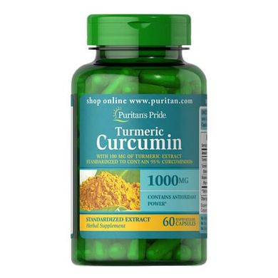 Puritan's Pride Turmeric Curcumin 1000 mg with Bioperine 5 mg 60 капсул Куркума та Куркумін