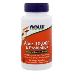 NOW Aloe 10,000 & Probiotics 60 капсул