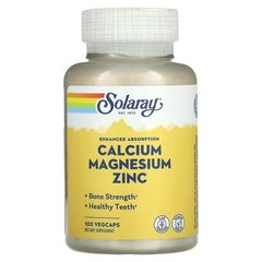Solaray Calcium Magnesium Zinc 100 рослинних капсул Цинк