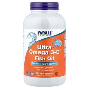 NOW Ultra Omega 3-D 180 Fish Softgels Омега-3