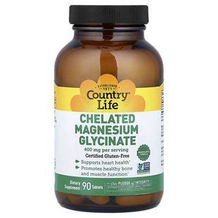 Country Life Chelated Magnesium Glycinate 90 Tablets Магний