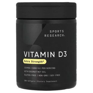 Sports Research Vitamin D3 125 mcg (5,000 IU) 360 Softgels Витамин D