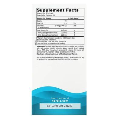 Nordic Naturals Omega-3D 690 mg 120 softgels Омега-3