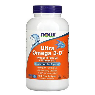 Now Ultra Omega 3-D 180 рыбных капсул Омега-3