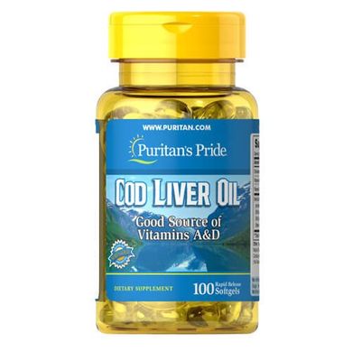 Puritan's Pride Cod Liver Oil 415 mg 100 капс Омега-3