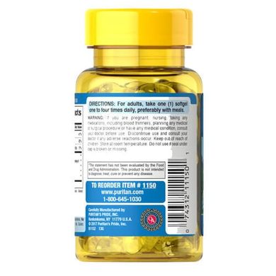 Puritan's Pride Cod Liver Oil 415 mg 100 капс Омега-3