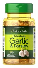 Puritan's Pride Odorless Garlic & Parsley 500 mg / 100 mg 100 капсул Часник