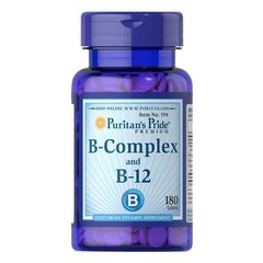 Puritan's Pride Vitamin B-Complex and Vitamin B-12 180 табл Комплекс вітамінів групи В