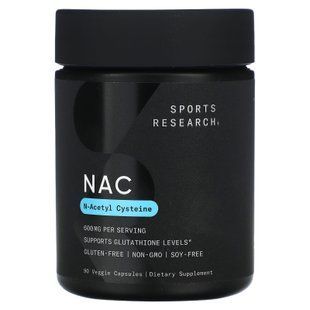 Sports Research NAC (N-Acetyl-Cysteine) 600 mg 90 вегетаріанських капсул NAC (N-ацетил-L-цистеїн)
